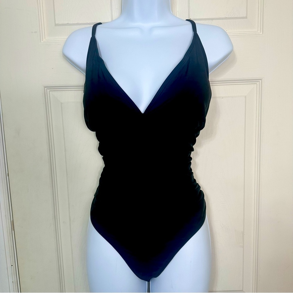 NWT Cupshe One Piece Black Swimsuit‎ Ruched Slimming Size XXLarge